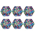 thumbnail image 2 of Balery 6 Pcs Colorful Tie Dye Stained Glass 2leather Coasters Set, Drink Table Cup Coasters For Living Room Kitchen Coffee Decor, 2 of 9