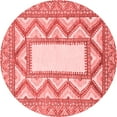 thumbnail image 1 of Ahgly Company Machine Washable Indoor Round Abstract Red Modern Area Rugs, 6' Round, 1 of 4