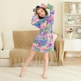 thumbnail image 3 of FORMRS Niños Bathrobe Unisex Hooded Robe Soft Plush Pajamas Sleepwear, Size 7-9T, Gradient Starfish Pattern, 3 of 7