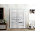 thumbnail image 4 of Solid French Double Doors 48 x 80 inches | Quadro 4445 Nordic White with Frosted Glass | Wood Solid Panel Frame Trims | Closet Bedroom Sturdy Doors, 4 of 5