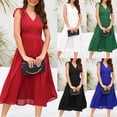 thumbnail image 1 of Gspmoly Robes Grande Taille pour Femmes aux Formes, Robe d'Été Sans Manches Plissée pour Femme Aguichant à Col en V Robe Occidentale Robe de Cocktail jusqu'à 70 % de Rabais, 1 of 7