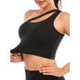 thumbnail image 2 of SAYFUT One Shoulder Sports Bras for Women Longline Padded Yoga Bra Fitness Workout Running Crop Tank Tops with Removable Pad, 2 of 7