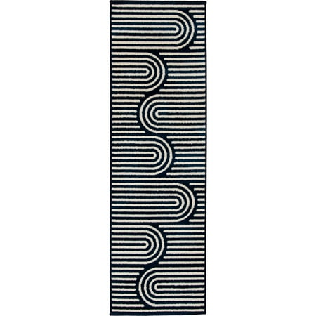 Loomaknoti Tecopa Sedvick 2  x 7  Blue Geometric Outdoor Runner Rug
