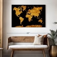 thumbnail image 3 of Elephant Stock Golden World Map Wall Art - Horizontal Canvas Wall Art - Living Room Wall Decor - Map Canvas - Black And Gold Decor - 48" x 32", 3 of 8