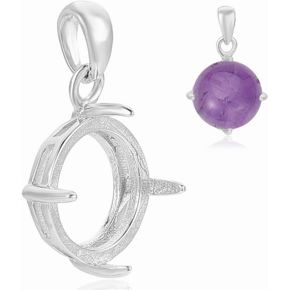 925 Sterling Silver Bezels Settings Gold Silver Round Cabochon Setting with 4 Claws Fits 12mm Gemstones Blank Pendants Pendant Making Supplie