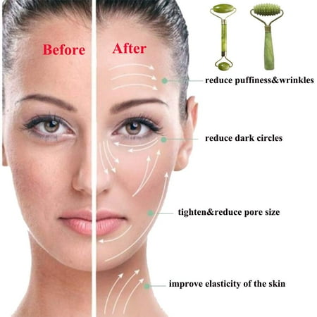 Jade Roller Gua Sha Scraping Massage Tool Ridged Roller Jade Stone Facial Roller Anti-wrinkle Face Beauty Set 100% Natural Facial Jade Stone Set Anti Aging | Walmart Canada