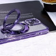 thumbnail image 6 of Case for iPhone 14 Plus with Holder Stand,Glitter Plated Bling Luxury Phone Case（Compatible with MagSafe） Shockproof Kickstand Design for iPhone 14 Plus-Purple, 6 of 11