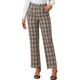 thumbnail image 1 of Pantalones largos rectos de cintura elástica con botones y cremallera de cuadros para mujer INSPIRE CHIC XL beige y negro, 1 of 6