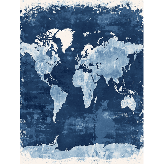 Blue World Map Canvas Wall Art, Perfect for Living Room, Bedroom, Office, Study, and Hallway Decor.