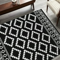 HR Southwestern Rug for Living Room Antiqued Trellis Black and White Area Rug Boho Dcor Rugs 8x10 for Bedroom