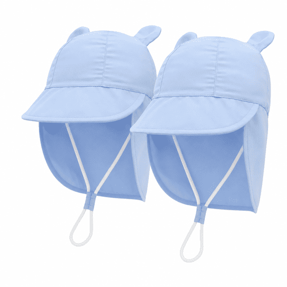 2 Pack Toddler Baby Sun Hat Kids UPF 50  Adjustable Summer Beach Hats with Neck Flap for Boys Girls Age 6-12 Months/2-4 Years
