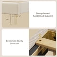 thumbnail image 5 of Bestier Corduroy Upholstered King Bed Frame with Adjustable Headboard, Platform Bed Frame with LED Light, Solid Wood Slats, No Box Spring Needed, Off White, 5 of 9