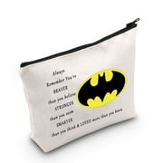 LEVLO Bat Man Movie Cosmetic Make Up Bag Bat Man Fans Inspired Gift You Are Braver Stronger Smarter Than You Think Makeup Zipper Pouch Bag For Women Girls