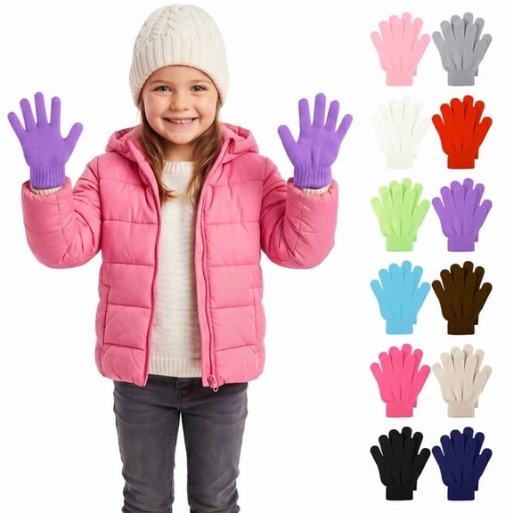 Cooraby 12 Pairs Kid's Winter Magic Gloves Children Stretchy Warm Magic Gloves Boys or Girls Knit Gloves