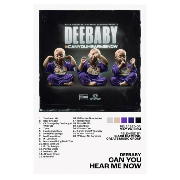 DeeBaby Can You Hear Me Now Album Cover Music Rap Home Decor For Living Room Hip-Hop Aesthetic Rapper Album Wall-Art Records Wall Decor For Bedroom Posters