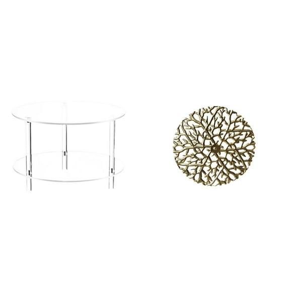 Siruishop Clear Acrylic Metal Side Table End Table Compact for Drink NightStand Bedside Furniture Easy Assembly for Living Room Bathroom Home Wall Sculpture Art Decorations Rustic Scenic