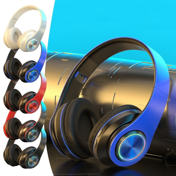 RBCKVXZ Bluetooth Headphones with Cool RGB Light, Bluetooth 5.1 Foldable Lightweight Wireless Over Ear Headset, HiFi Stereo Audio for Travel, Cellphone Laptop PC