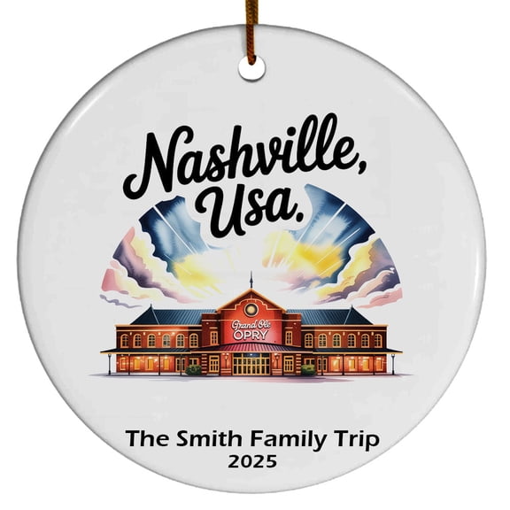 Nashville USA Christmas Ornament, Collection of City Travel Souvenirs for Family and Friends, Christmas Tree Ornament City Travel, Trips of The Year, Christmas Ornament 2025