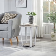 Roundhill Furniture Elysian Contemporary Round End Table with Shelf, Gray