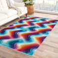 thumbnail image 1 of 4 x 5 Area Rug Geometric Rugs, Abstract Carpet for Living Room Bedroom Psychedelic Wave Patterned Indoor Home Decor, Non Slip Soft & Low Pile Large Washable Rug ZH&180, 1 of 7
