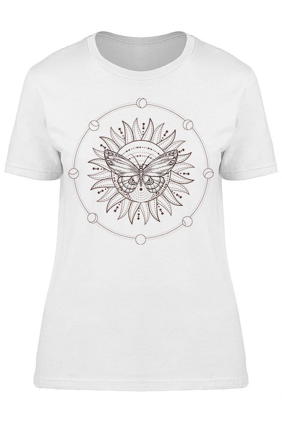 Butterfly With Sun In Background T-Shirt Women -Image by Shutterstock, Female Large