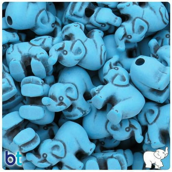 BeadTin Dark Turquoise Antique 25mm Elephant Pony Beads (24pcs)