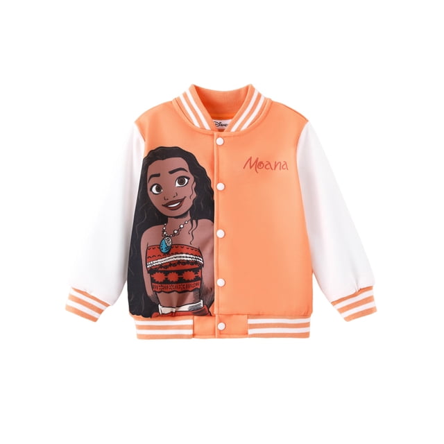 Chaqueta Disney Princess Moana Varsity para niñas 3T naranja