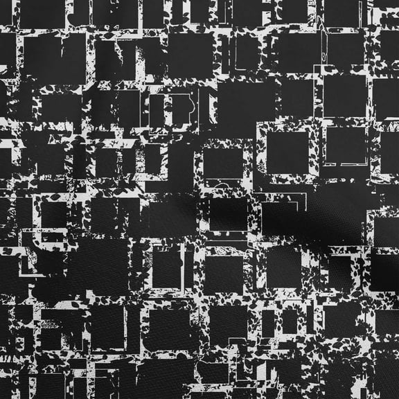 oneOone Cotton Poplin Black Fabric Geometric Quilting Supplies Print Sewing Fabric By The Yard 42 Inch Wide-CV