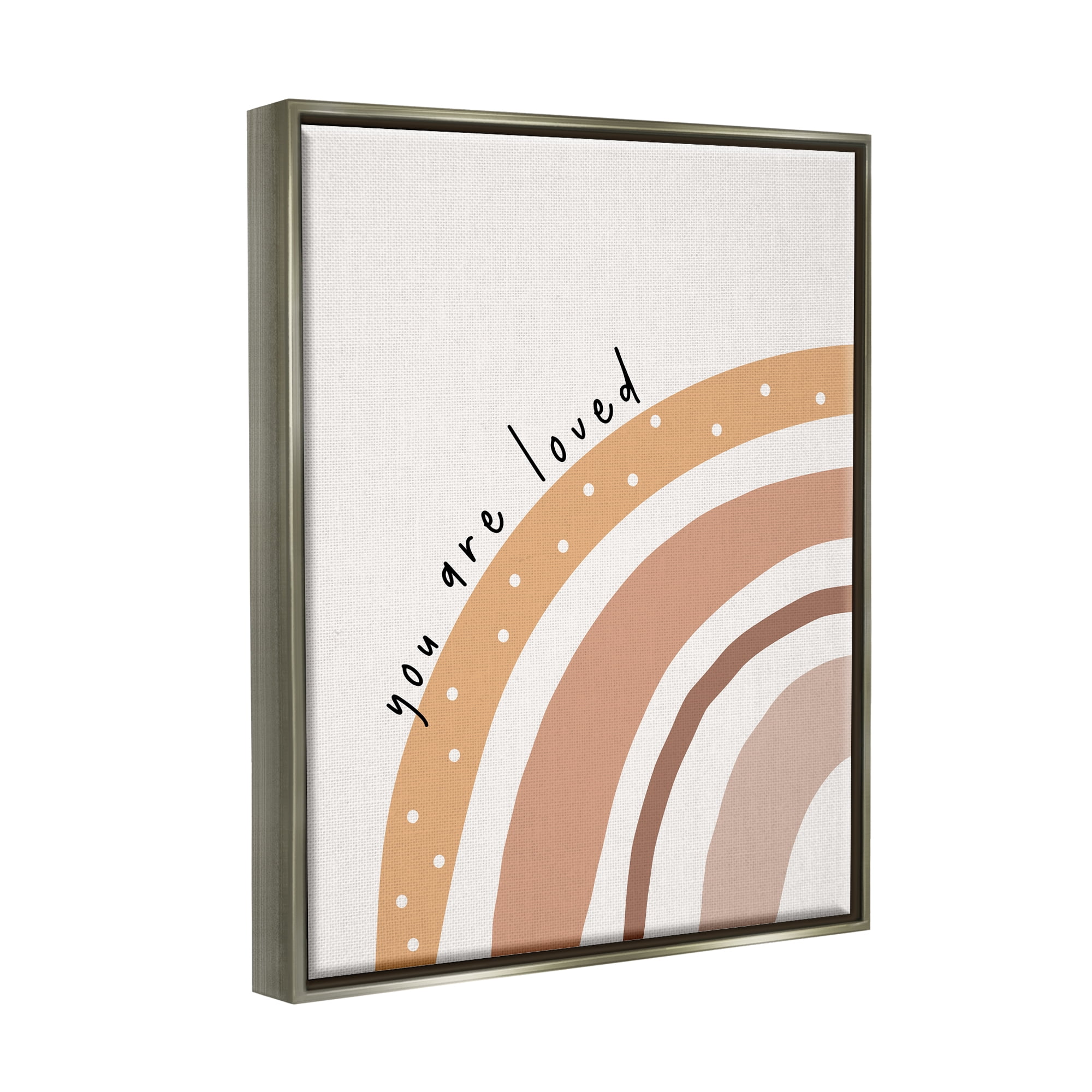 Stupell Industries You Are Loved Rainbow Inspirational Painting Gray Floater Framed Art Print Wall Art, 25 x 31