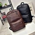 thumbnail image 2 of Mens Backpack, Business Backpack College School Bookbag PU Leather Travel Backpack-Brown, 2 of 8