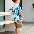 thumbnail image 6 of YABCSAZ Boys Summer Outfit Sets Short Sleeve T-Shirts Tops and Wide Leg Bermuda Shorts Kids Sets Cute Graphic Summer Clothes Loose Casual Baby 2Piece Playwear Sets for Beach Vocation Size 6 Years, 6 of 6