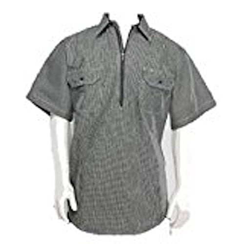 Key Apparel Mens Long Sleeve Zip Front Hickory Stripe Logger Shirt