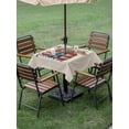 thumbnail image 4 of Outdoor Tablecloths with Umbrella Hole & Zipper, Independence Day 60x60 Inch Square Tablecloths, Spring Roses Flowers US Flag Rustic Plants Waterproof Table Cloth, Patio/Pool/Picnic Table Covers, 4 of 8