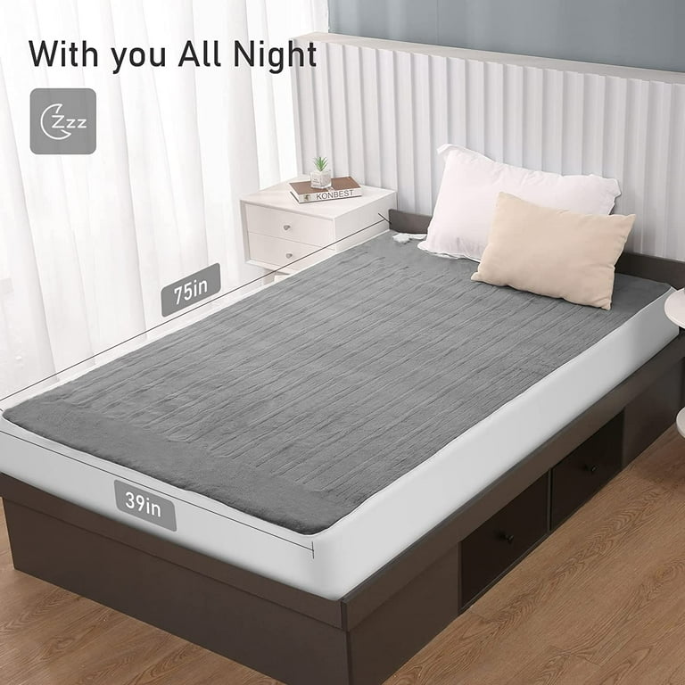 MaxKare Heated Mattress Pad Twin Size 39x75 inch with 10 Heating Levels u0026  10H Shut-off, Coral Fleece Fabric, Gray - Walmart.com