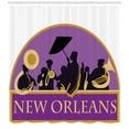 thumbnail image 3 of Ambesonne New Orleans Shower Curtain, French Quarter Band, 69"Wx84"L, Earth Yellow Blue Violet, 3 of 3