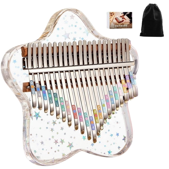 Lttoisl Kalimba 17 Note Crystal Clear Pink Acrylic Thumb Piano, Portable Finger Piano with Tuning Hammer & Songbook, Beginner Musical Instrument for Kids & Adults