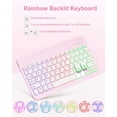 thumbnail image 6 of 7 Rainbow Backlight Rechargeable Detachable Keyboard Kit with Silent Mouse, 360 Swivel Magnetic Stand Case & Pencil Holder for iPad Air 4/5/6/7 10.9/11 M Series,Pink, 6 of 9