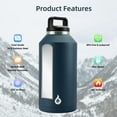 thumbnail image 3 of BJPKPK Half Gallon Water Bottle Insulated, Dishwasher Safe 64 oz Water Bottle with Handle, Leakproof BPA Free Water Jug, Large Stainless Steel Water Bottle for Sports, Navy Blue, 3 of 5