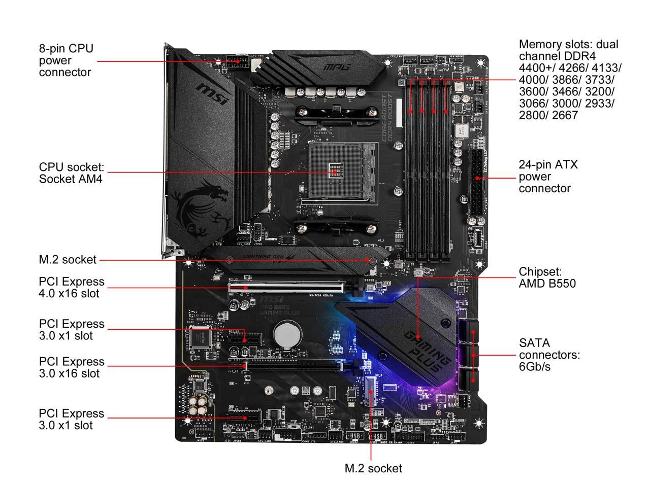 Restored MSI MPG B550 Gaming Plus, AMD AM4, DDR4, PCIe 4.0, M.2 HDMI/DP ATX  Motherboard (Refurbished) 