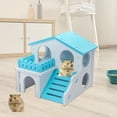 thumbnail image 3 of Walbest Wooden Hamster House, Double Layers Small Pet Playground with Slide, Hamster Hideout Hut Play Toys for Dwarf Hamster, Mouse, Rat and Other Small Animals, 3 of 7