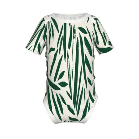 

Adobk Palm Branch With Leaves Print Baby Climbing Clothes Jumpsuit Rompers Classic Rompers Child Short sleeve Bodysuits-6 Months