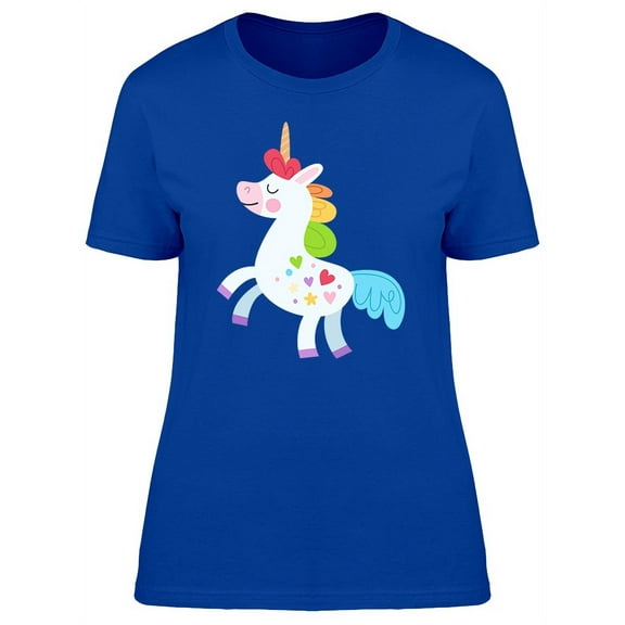Lovely Colorful Unicorn Cartoon T-Shirt Women -Image by Shutterstock, Female Small