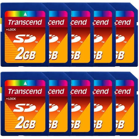 10 Pack Transcend Secure Digital SD 2GB 2 GB Memory Card for Cameras
