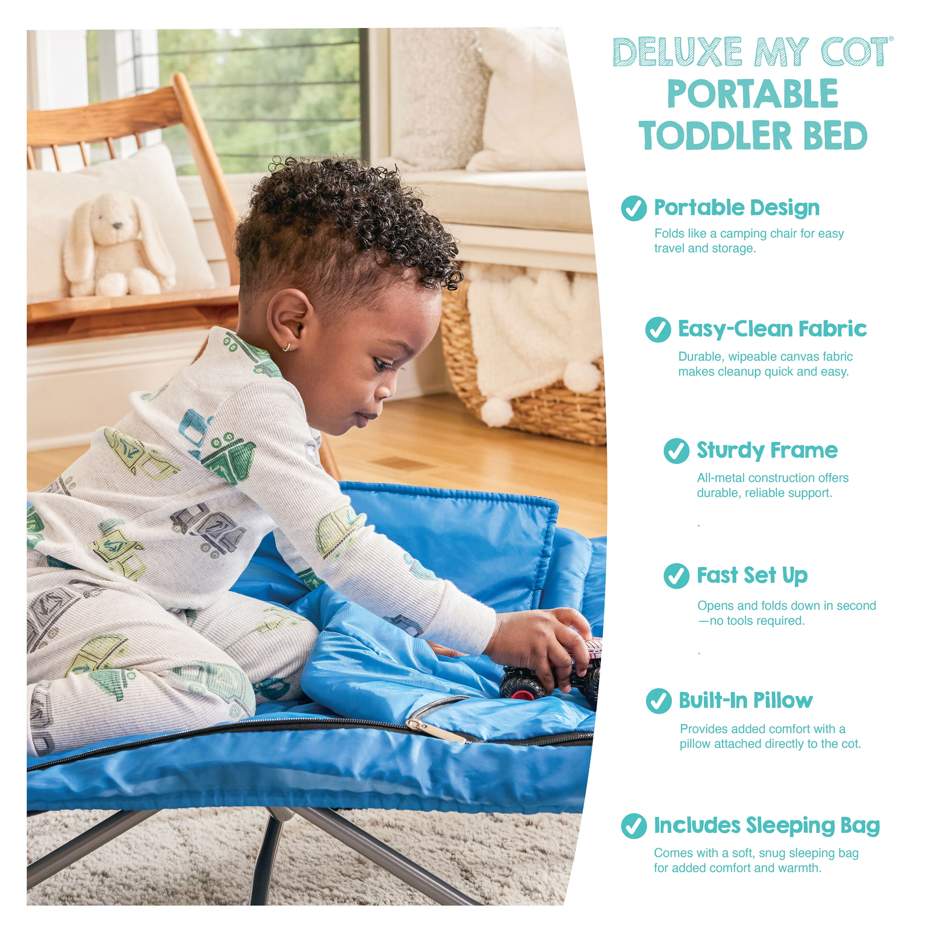 Regalo Deluxe My Cot Extra Long Portable Toddler Travel Bed with Sleeping Bag