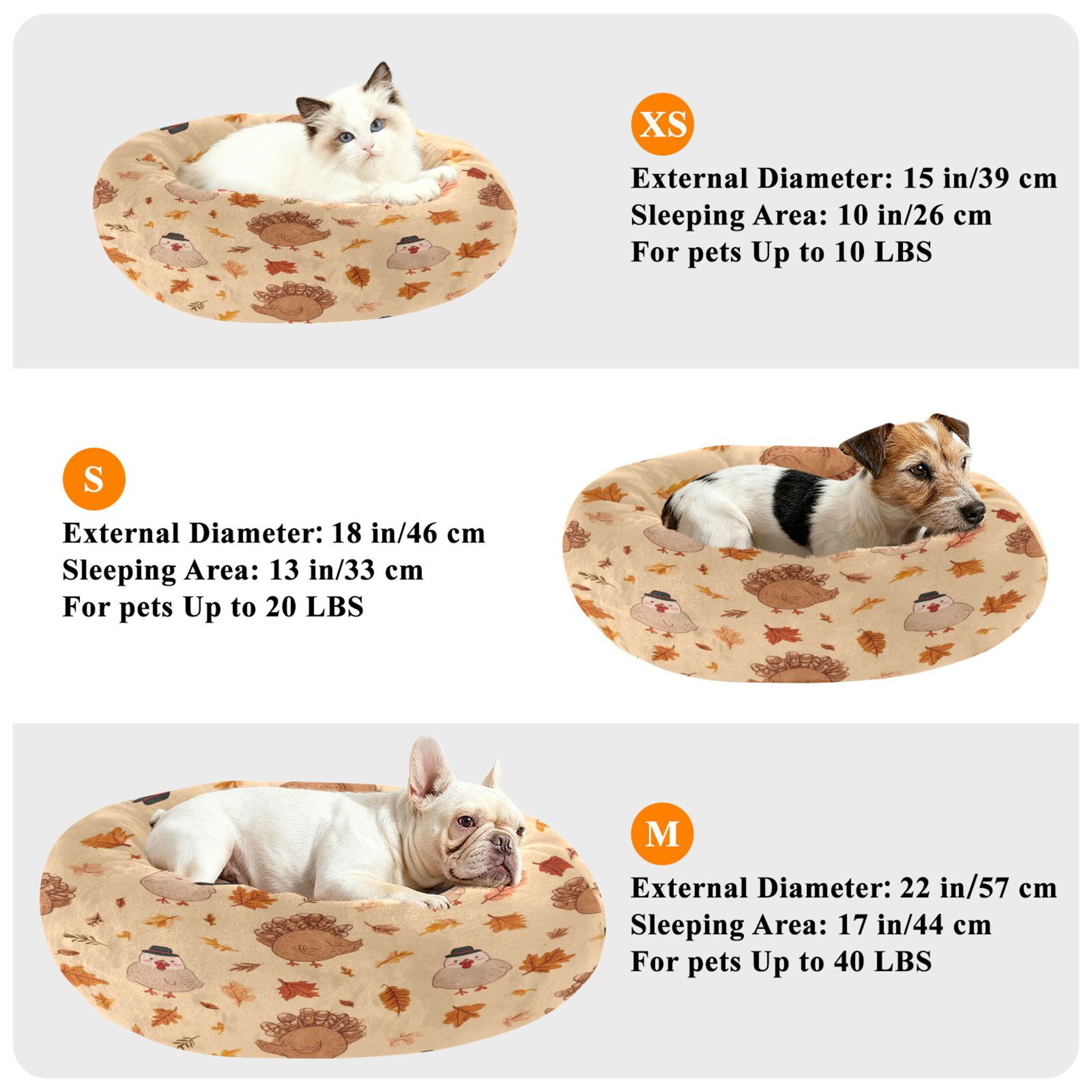Iauyy Pet Couch Donut Cat Bed for Indoor Cats/Small Dogs Washable & Machine with Non-slip Bottom Calming Cat Furniture, Autumn Leaves (M)