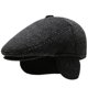 thumbnail image 1 of Gorra plana de lana con orejeras para hombre con estampado de pata de gallo, 1 of 2