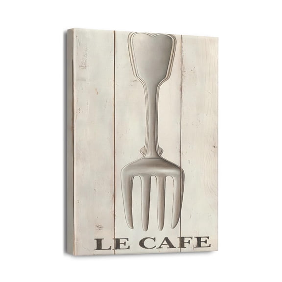 Floral Dining Room Decor Fork, Knife, Spoon Canvas Print Kitchen Set Wall Art (12x16inch)