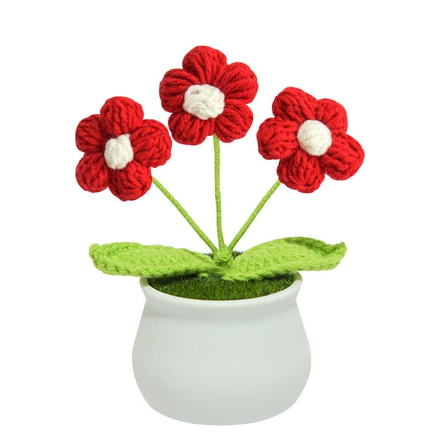 Flores artificiales, plantas artificiales, decoración terminada tejida a mano del valle, muebles para el hogar en macetas, flores simuladas tejidas, ramo de girasoles de lana, regalo, decoraciones tej