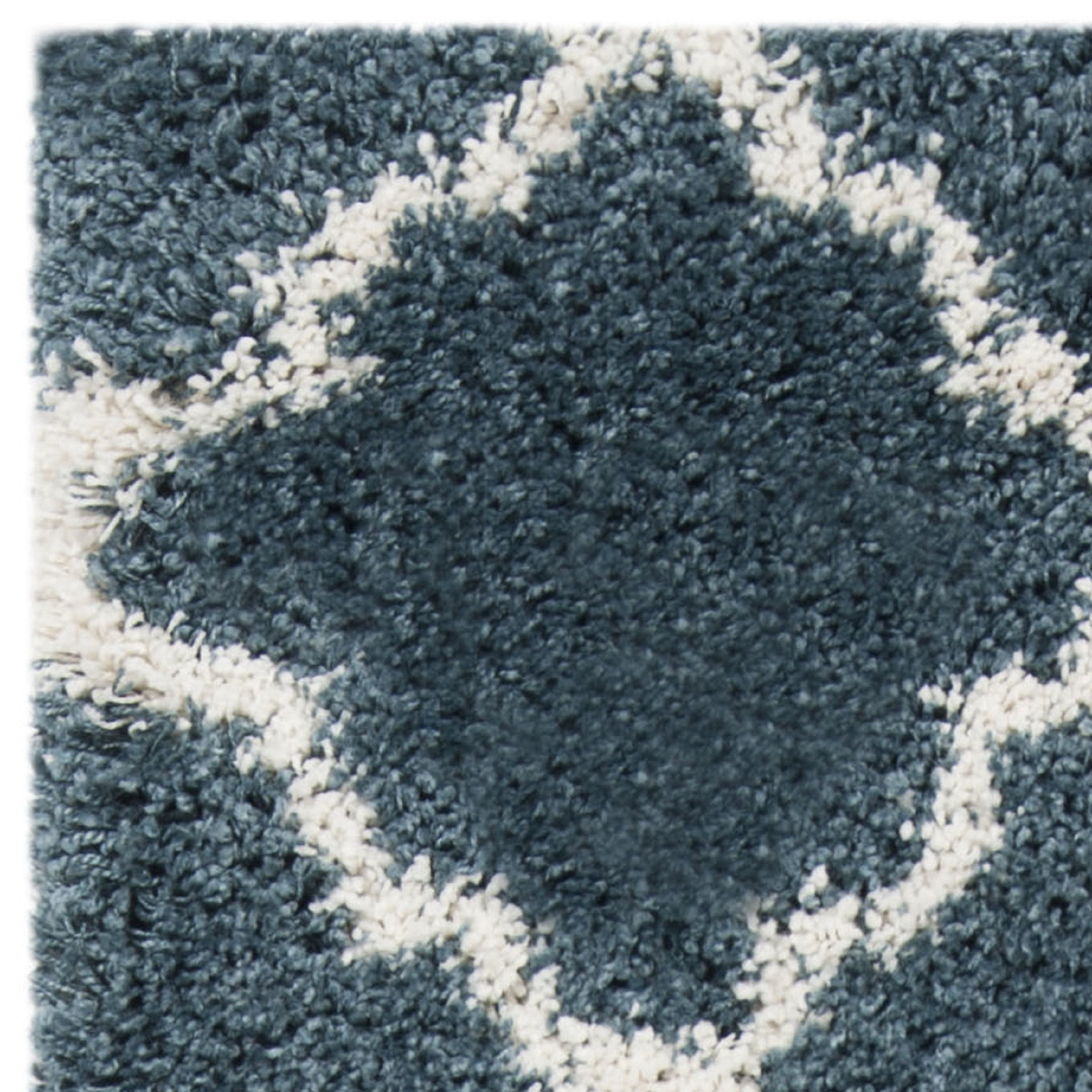 SAFAVIEH Hudson Jaye Geometric Shag Runner Rug, Slate Blue/Ivory, 2'3" x 12'