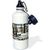 3dRose St. Moritz Winter Scene with People Skiing and Horse Drawn Sleigh, Sports Water Bottle, 21oz
